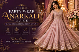 Elegant party wear Anarkali suit for women in 2026 featuring royal georgette flare and modern wedding guest styling for festive Indian celebrations.