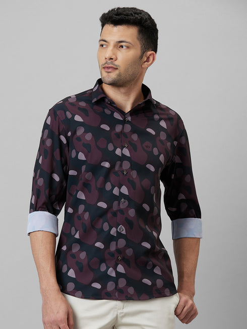 Mens Multicolour Geometric Printed Casual Shirt Full Sleeve With Spread Collar