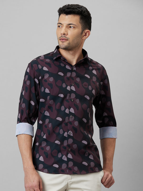Mens Multicolour Geometric Printed Casual Shirt Full Sleeve With Spread Collar