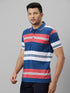 Mens Multicolor Striped Formal T-Shirt With Half Sleeves And Spread Collar