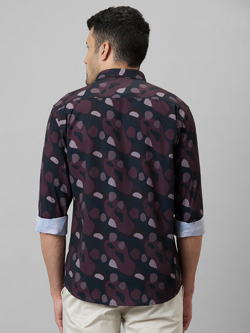 Mens Multicolour Geometric Printed Casual Shirt Full Sleeve With Spread Collar