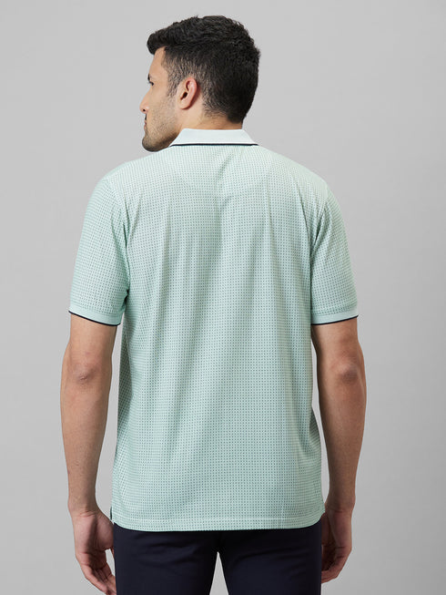 Mens Light Green T-Shirt With Half Sleeves And Spread Collar