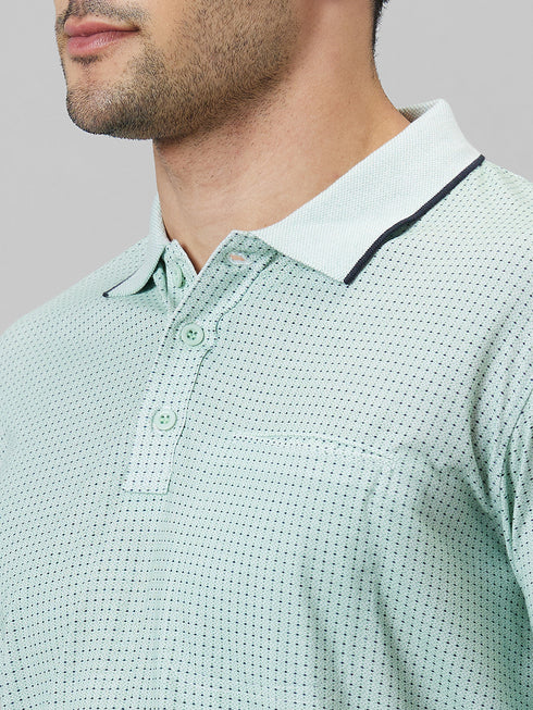 Mens Light Green T-Shirt With Half Sleeves And Spread Collar