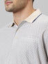 Mens Cream Printed T-Shirt With Half Sleeves And Spread Collar