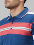 Mens Multicolor Striped Formal T-Shirt With Half Sleeves And Spread Collar