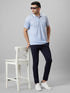 Mens Sky Blue T-Shirt With Half Sleeves And Spread Collar