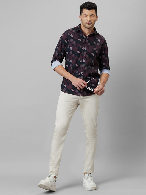 Mens Multicolour Geometric Printed Casual Shirt Full Sleeve With Spread Collar