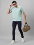 Mens Light Green T-Shirt With Half Sleeves And Spread Collar