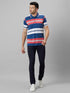 Mens Multicolor Striped Formal T-Shirt With Half Sleeves And Spread Collar