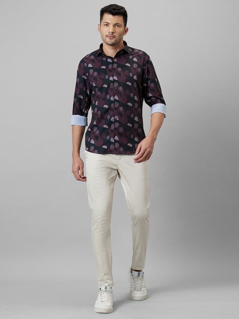 Mens Multicolour Geometric Printed Casual Shirt Full Sleeve With Spread Collar