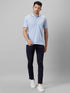 Mens Sky Blue T-Shirt With Half Sleeves And Spread Collar