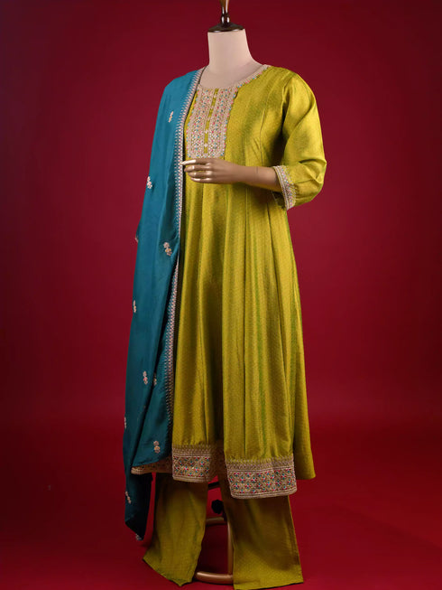 Traditional Dori Work Mehndi Anarkali Ethnic Dress