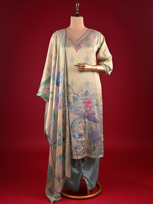 Sky Blue Gown with Kardana and Chid Work