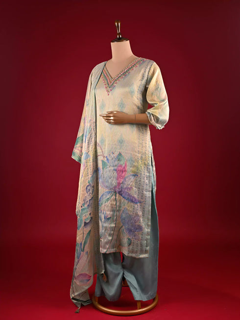 Sky Blue Gown with Kardana and Chid Work