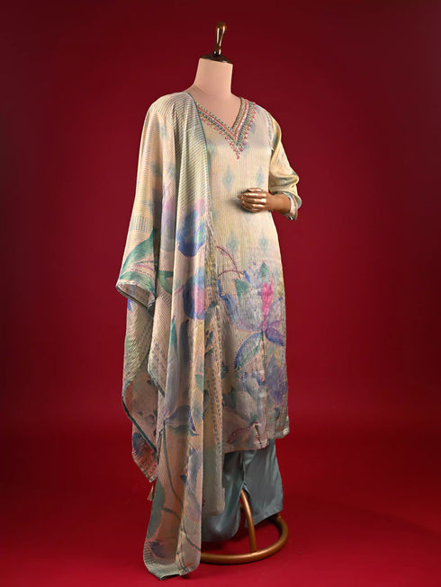 Sky Blue Gown with Kardana and Chid Work