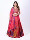 rani embroidered lehenga choli for women with dupatta and heavy floral design festive wedding wear