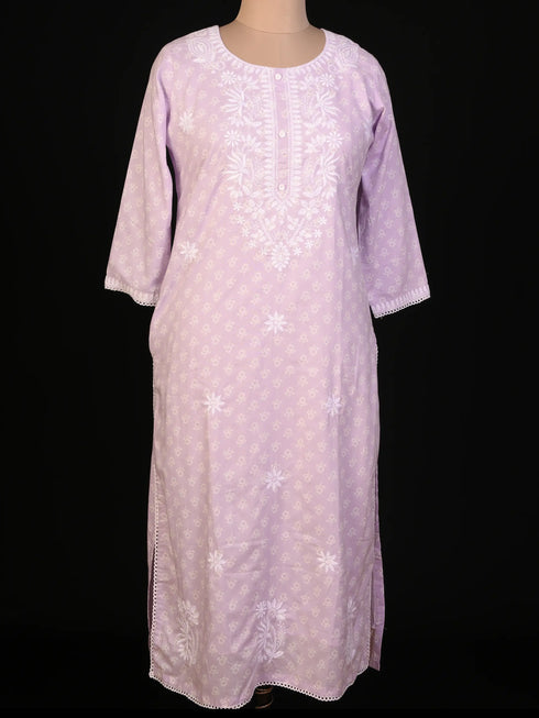 Purple Embroidered kurti set