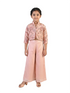 peach printed co ord set for girls with jacket and pants satin silk ethnic party wear kids outfit