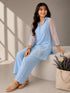 Sky Blue Embroidered Co-Ord Set with Straight Kurta & Wide-Leg Pants