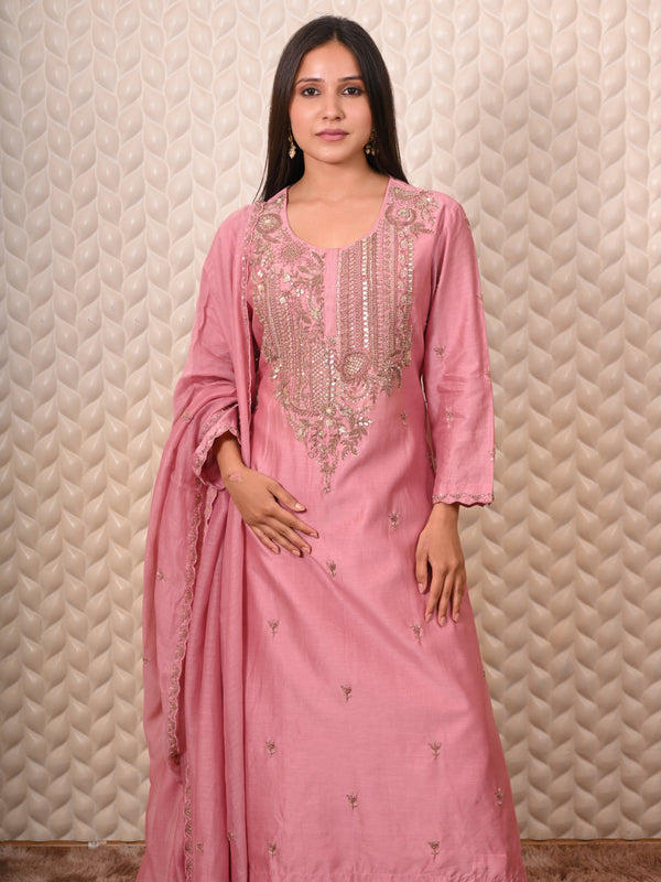 Pink kurti with Dori & Patti Work