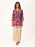 wine purple printed co-ord set for women with floral ethnic design top and wide leg pants casual wear