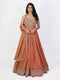 rust embroidered lehenga choli for women with dupatta and heavy festive design wedding wear