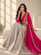 Rani Pink Embroidered Lehenga Set with Champagne Gold Skirt & Dupatta