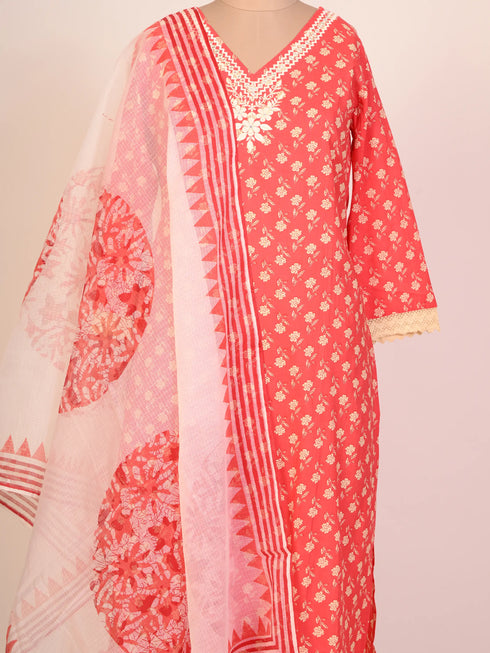 Red Kurti set with mirror work