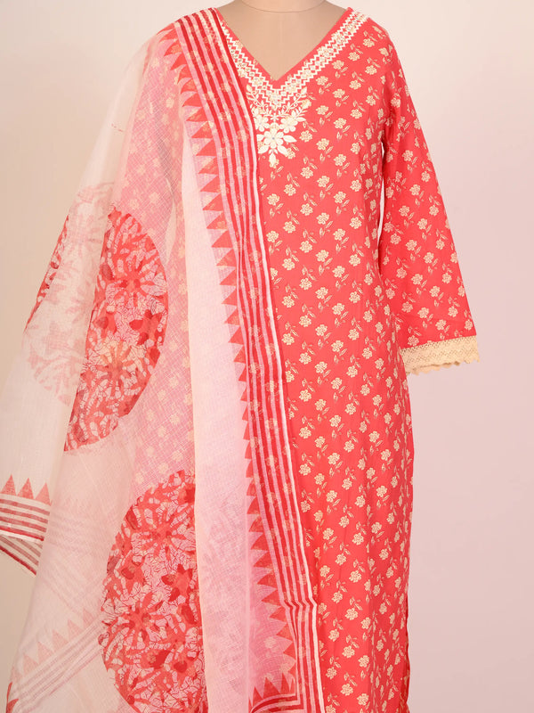 Red Kurti set with mirror work