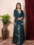 Blue indo-western set with Thread Work