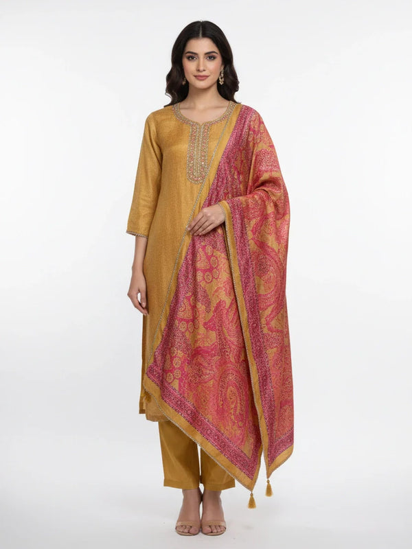 Lime green kurti with dupatta