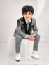 Boys Grey 3-Piece Formal Suit with Black Embellished Blazer