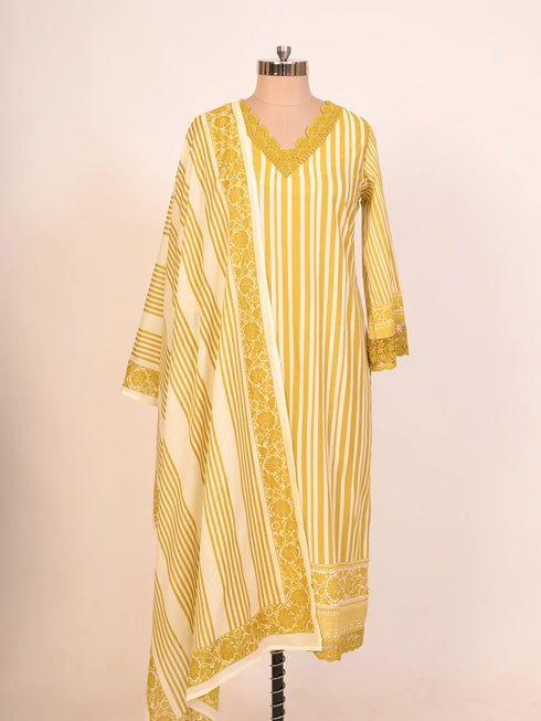 Yellow Kurti set with Sequin Work