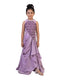 purple embellished party gown for girls with draped design synthetic kids ethnic dress