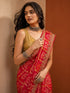 Traditional Red Bandhej Saree with Golden Print Work