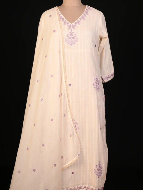 White Kurti set with Sequin & Thread Work