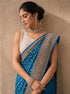 Firozi Embroidered Designer Saree with Intricate Zari Border