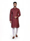 maroon printed kurta set for men with pajama blend cotton festive ethnic wear
