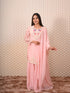 Pink Chinon Kurti Set With Kardana Work