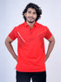 Men Red Polo Printed Regular Fit Casual T-Shirt