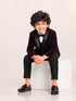 Boys Dark Purple Embroidered Waistcoat Suit