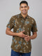 Men Olive Floral Print Sustainable Casual Shirt