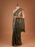 Green Saree Embellished with Intricate Meenakari Detailing
