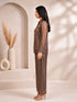 Elegant Grey Sheer Co-ord Set with Statement Neckline Embellishment