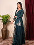 Blue indo-western set with Thread Work