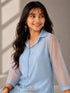 Sky Blue Embroidered Co-Ord Set with Straight Kurta & Wide-Leg Pants