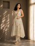 Beige Embroidered A-Line Kurta Set with Straight Pants