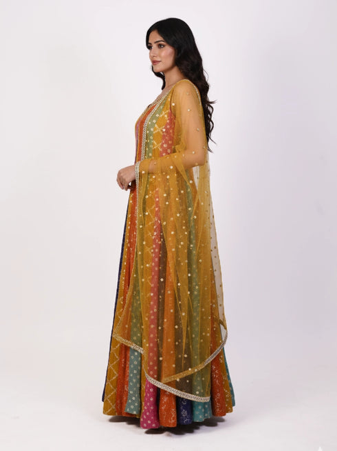 Olive green floral kurti set