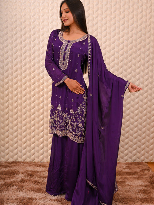 Purple Kurti with Heavy Sequin Work