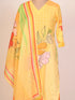 Yellow Cotton Floral Print Kurti Set